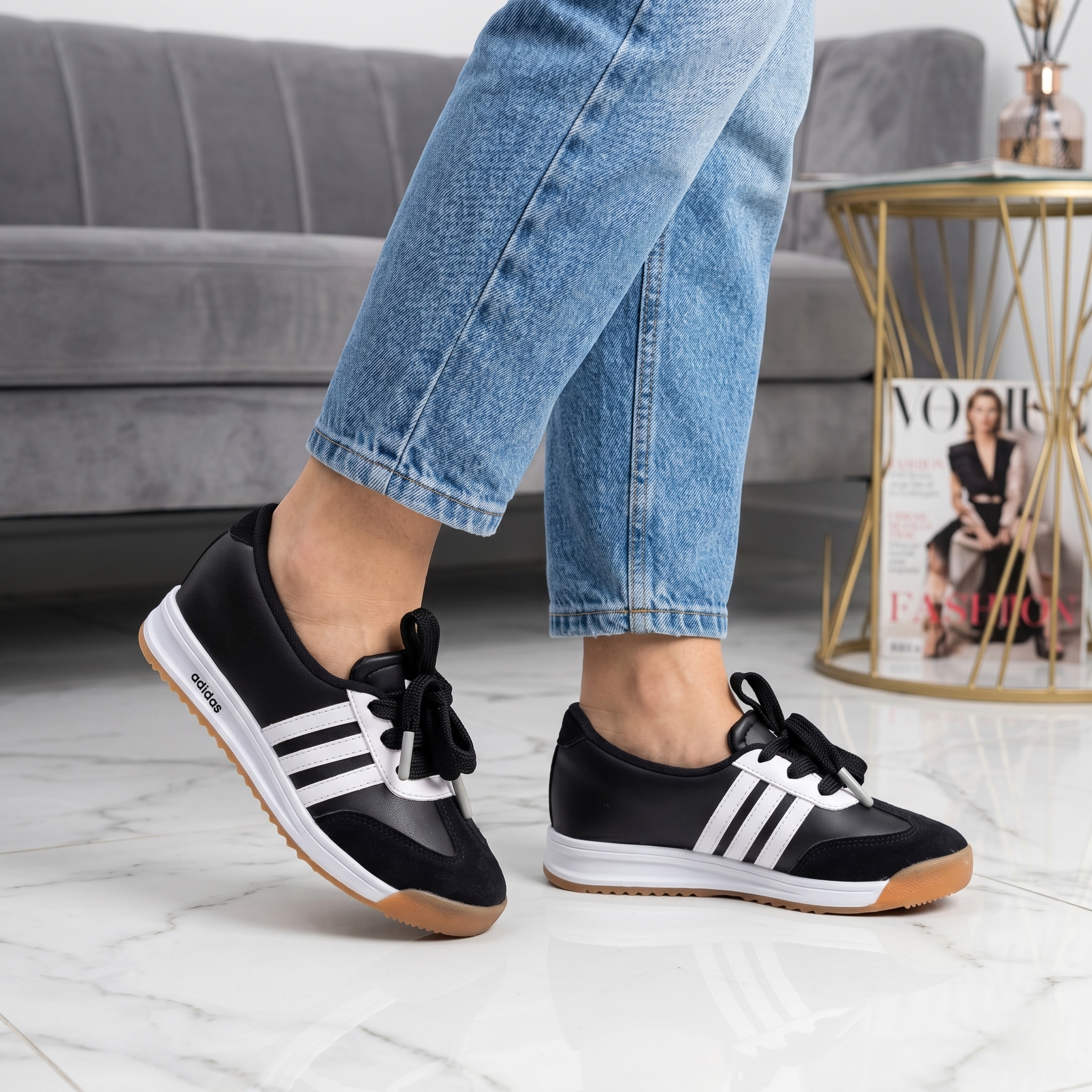 Zapatos Adidas Deportivo - Negro Blanco